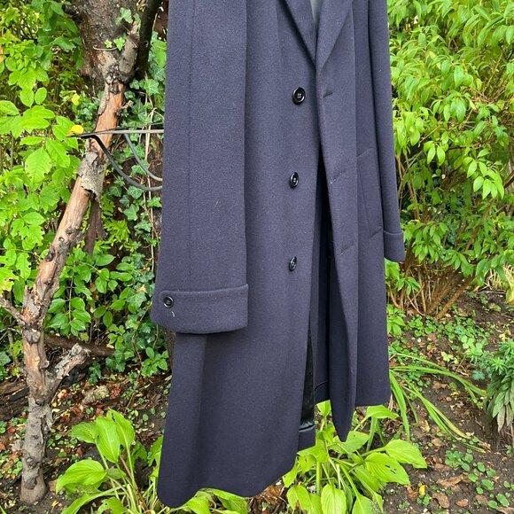 Mens VTG Black CROMBIE Wool Lined Overcoat Woven by Crombie of Scotland - Picture 5 of 7
